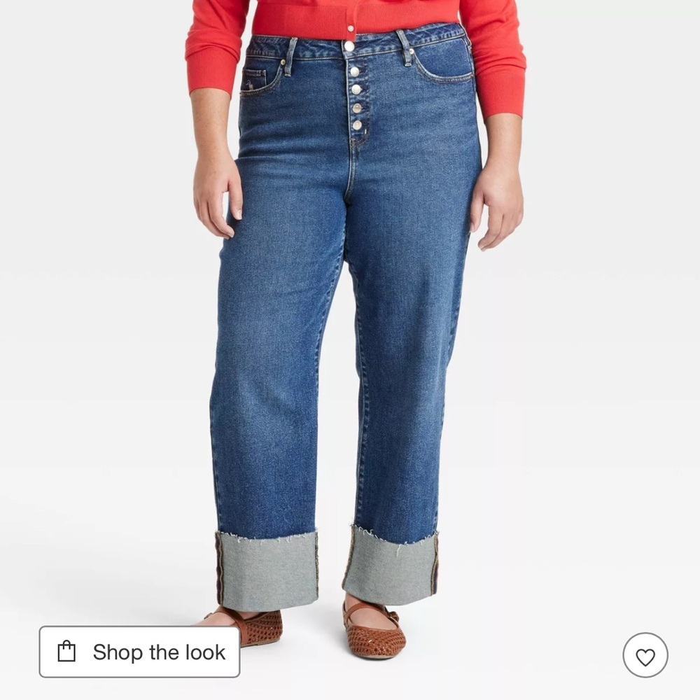 Women's High-Rise Cuffed Straight Jeans - Ava & Viv